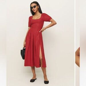 Reformation Coucou Linen Dress in Sundried Tomato